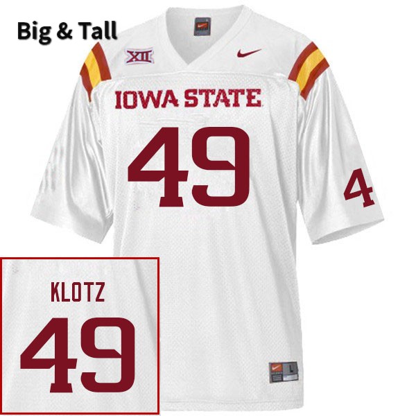 Iowa State Cyclones Men's #49 Stevo Klotz Nike NCAA Authentic White Big & Tall College Stitched Football Jersey WD42G21ZY